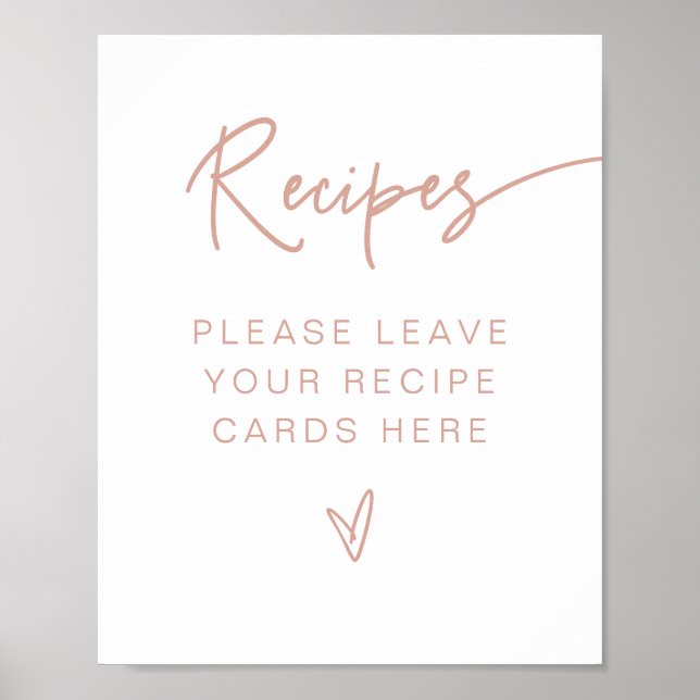 Póster Recetas de Desayuno Nupcial MARLO Boho Blush Rosa  (Frente)