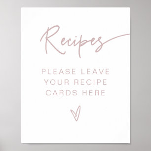 Póster Recetas de Desayuno Nupcial MARLO Boho Rosa Polvo