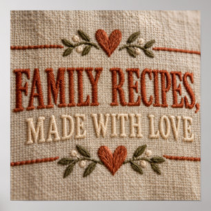 Póster Recetas Familiares, Hechas Con Amor