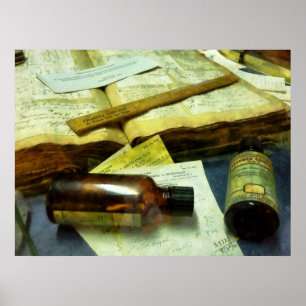 Póster Recetas, frascos de medicamentos