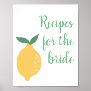 Póster Recetas para la Novia Regadera de Boda con Tema de