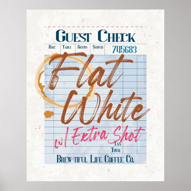 Póster Recibo de comprobante de invitado Café Blanco Plan (Frente)