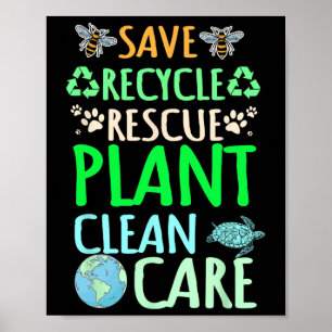 Póster Reciclaje ambientalista reciclar el rescate del Dí
