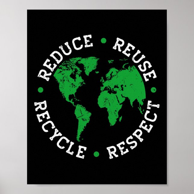 Póster Reciclaje del Día de la Tierra Reducir el Respeto  (Frente)