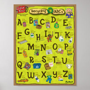 Póster Reciclando a Poster de aula escolar ABCs