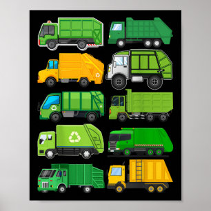 Póster Reciclando basura Camión de basura Niños Regalos d