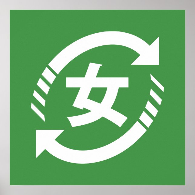 Póster Reciclar Chicas japoneses | Rótulo Kanji Nihongo (Frente)