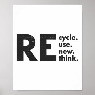 Póster Reciclar la reutilización Renovar la reconsideraci
