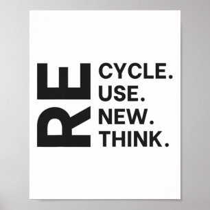 Póster Reciclar la reutilización Renovar la reconsideraci