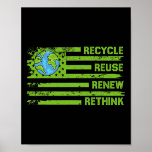 Póster Reciclar la reutilización Renovar la reconsideraci
