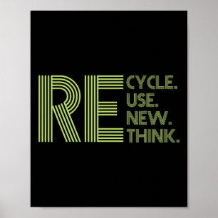 Póster Reciclar la reutilización Repensar la crisis ambie