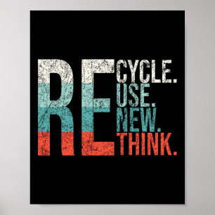 Póster Reciclar la reutilización Repensar la crisis ambie