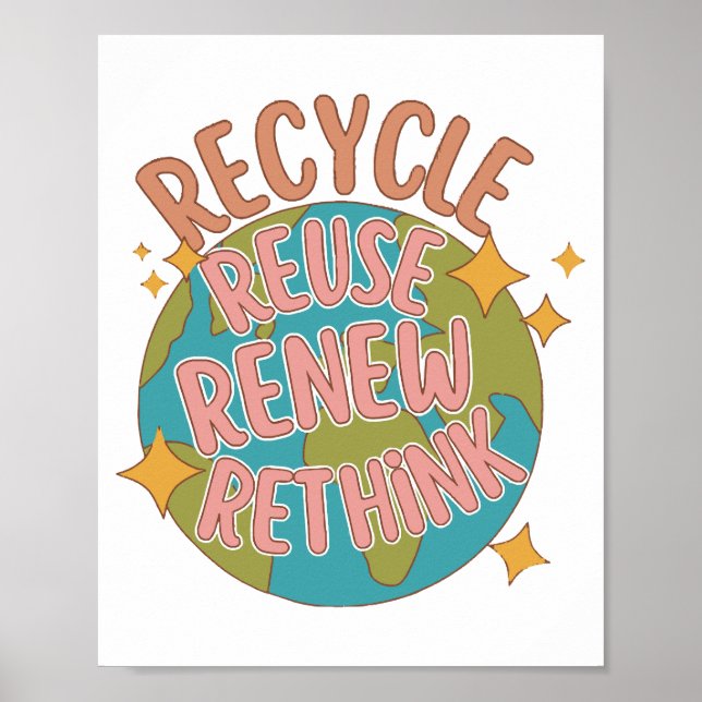 Póster Reciclar reutilizar Renovar repensar (Frente)