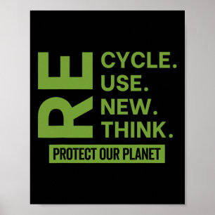 Póster Reciclar Reutilizar Renovar Repensar Proteger Nues