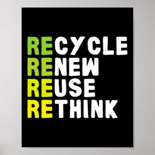 Póster Reciclar reutilizar repensar crisis de repensar E
