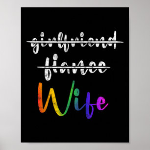 Póster Recién Casada Lgbt Wedding Party Lesbiana Esposa T