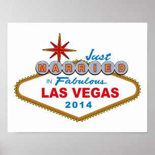 Póster Recién Casado En Fabuloso Rótulo Las Vegas 2014