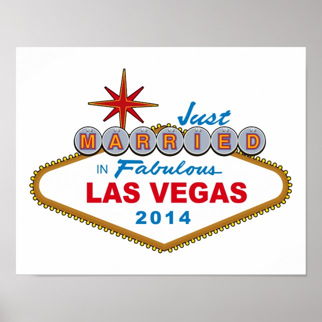 Póster Recién Casado En Fabuloso Rótulo Las Vegas 2014 (Frente)
