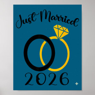 Póster Recién casados 2026 anillo de boda luna de miel co