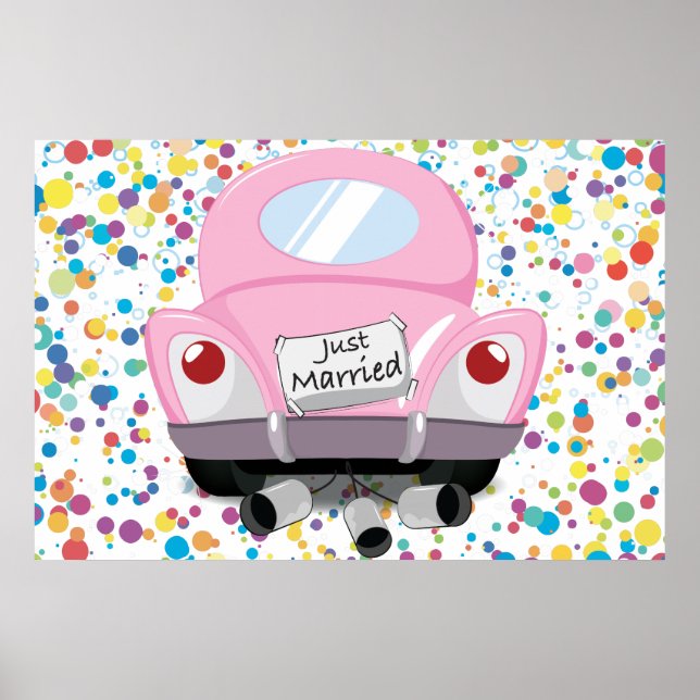 Póster recién casados, casados+coche,personalizado+matrim (Frente)