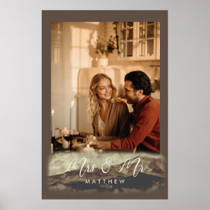 Póster Recién Casados Sra y Sr Foto de Paisaje Rocoso