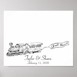 Póster Recién Casados Tren de Boda Libro de Firmas de Hue
