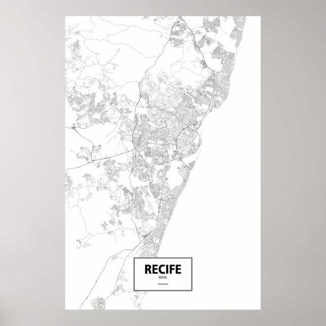 Póster Recife, Brasil (negro sobre blanco) (Frente)