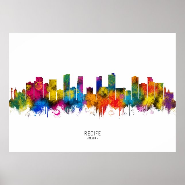 Póster Recife Brazil Skyline (Frente)