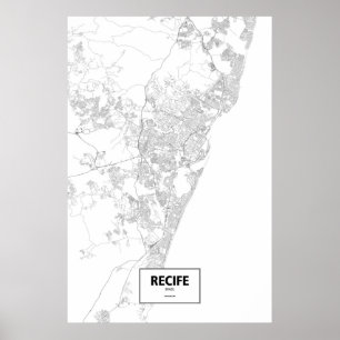 Póster Recife, el Brasil (negro en blanco)