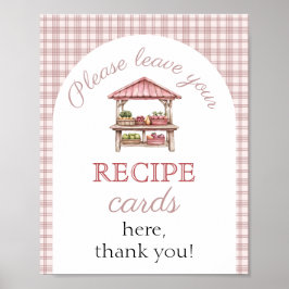 Póster recipe card Pink Country market Bridal Shower sign