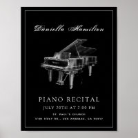 Recital clásico simple de piano negro