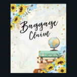 Póster Reclamación de equipaje Viaje Aventura Azul giraso<br><div class="desc">(H) ¡Una buena manera de dar la bienvenida a sus invitados a su ducha de novia! Le echo de menos a la señora.</div>