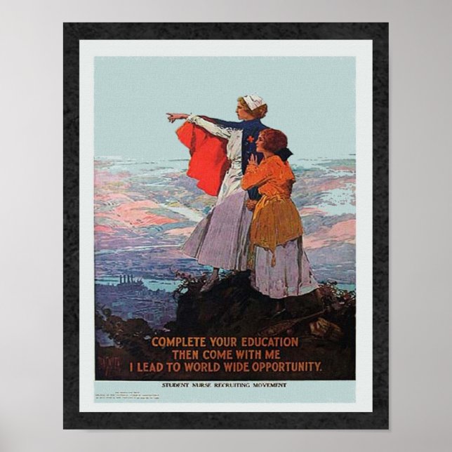 Póster Reclutamiento de enfermeras en la Primera Guerra M (Frente)