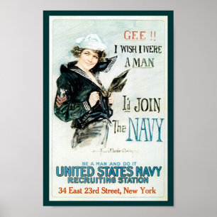 Póster Reclutamiento de la Marina de la Primera Guerra Mu