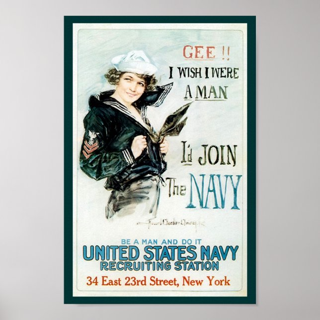 Póster Reclutamiento de la Marina de la Primera Guerra Mu (Frente)