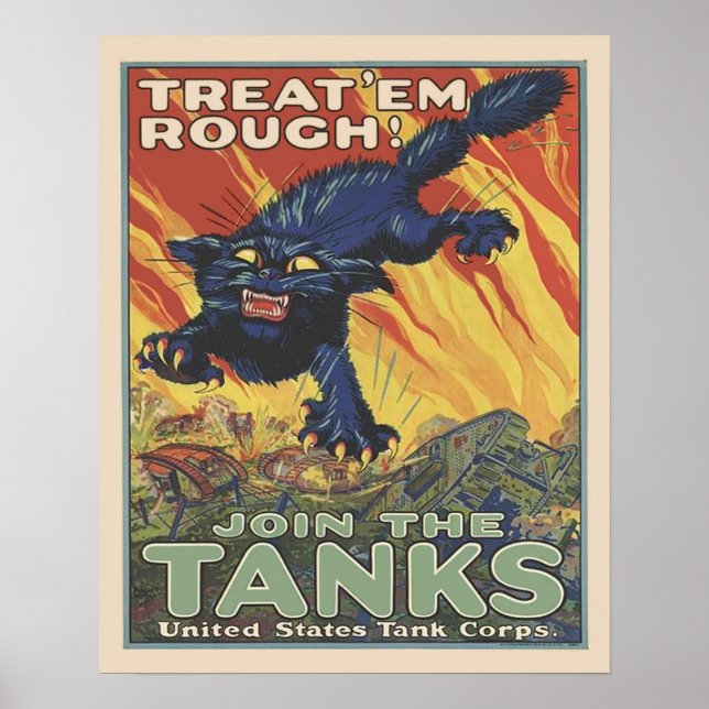 Póster Reclutamiento militar vintage del Cuerpo de Tanque (Frente)