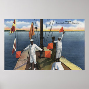 Póster Reclutas que aprenden la señalización del semáforo