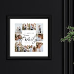 Póster Recogida de fotos modernista elegante de escritura<br><div class="desc">Guión familiar elegante estilo moderno minimalista collage de fotos personalizadas líneas simples líneas limpias familiares impresión de regalo.</div>