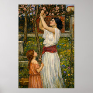 Póster Recogiendo Flores de Almendro por Waterhouse