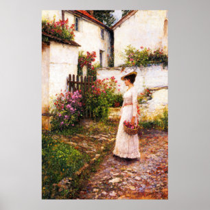 Póster Recogiendo flores de verano en un jardín de Devons