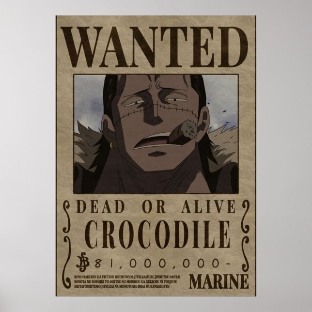 Póster Recompensa Buscada Crocodile One Piece (Frente)