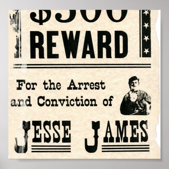 Póster Recompensa para Jesse James (Frente)