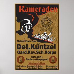 Póster Reconstrucción alemana Kameraden del poster WW1
