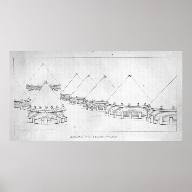 Póster Reconstrucción de tumbas etruscas en Tarquinia (Frente)