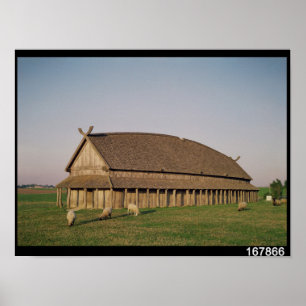 Póster Reconstrucción de una casa del siglo XI de Viking