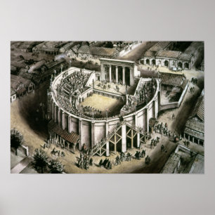 Póster Reconstrucción del teatro, siglo II romano