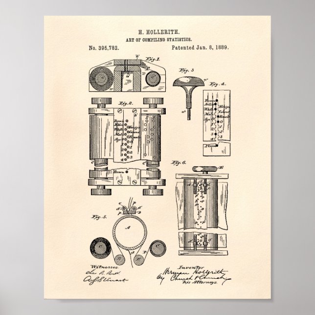 Póster Recopilación de estadísticas 1889 Patent Art Old P (Frente)