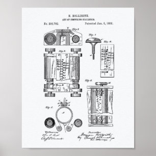 Póster Recopilación de estadísticas 1889 Patent Art White