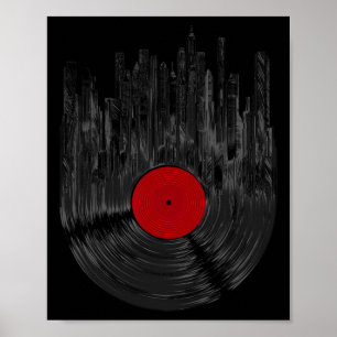 Póster Récord de vinilo Sunset Retro Tur de registro de v