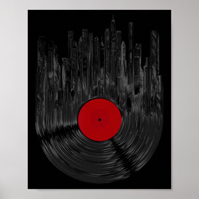 Póster Récord de vinilo Sunset Retro Tur de registro de v (Frente)